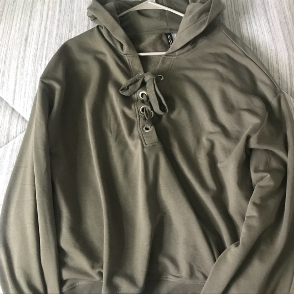 Lace up front hoodie